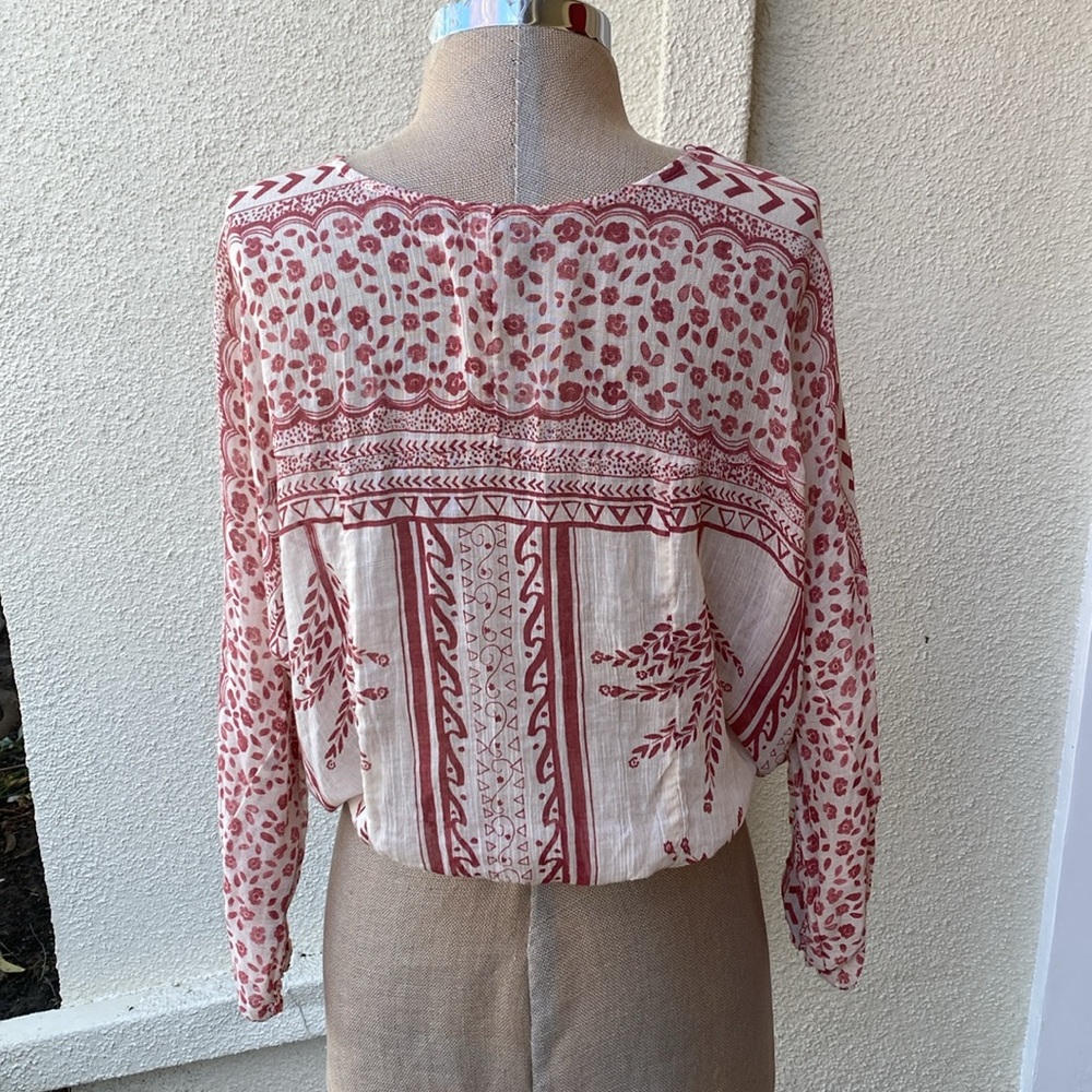 Free People Yo Yo Geo Peasant sheer blouse. So pretty, feminine and fun. - Picture 8 of 13
